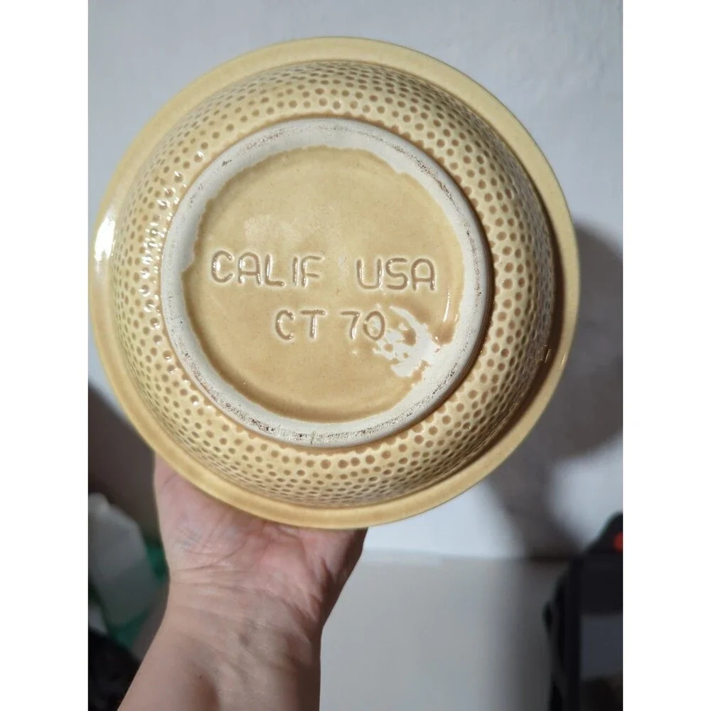 Vintage California Pottery Dimpled Casserole Dish Lid MCM Retro Americana Modern